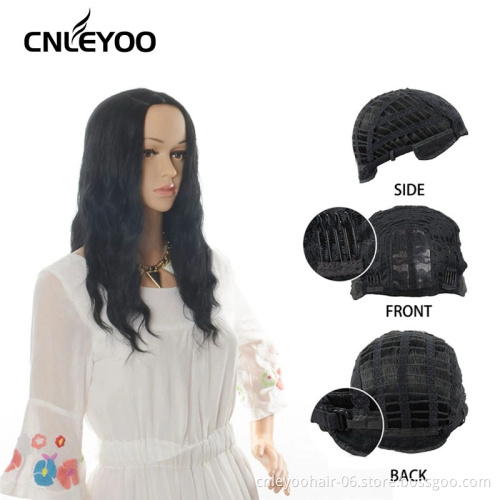 Long natural sales 20 inch high temperature fiber synthetic water wave length human hair wig
